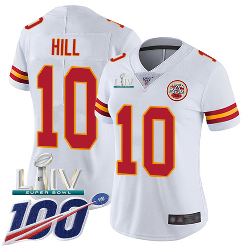 Kansas City Chiefs Nike #10 Tyreek Hill White Super Bowl LIV 2020 Women Stitched NFL 100th Season Vapor Untouchable Limited Jersey
